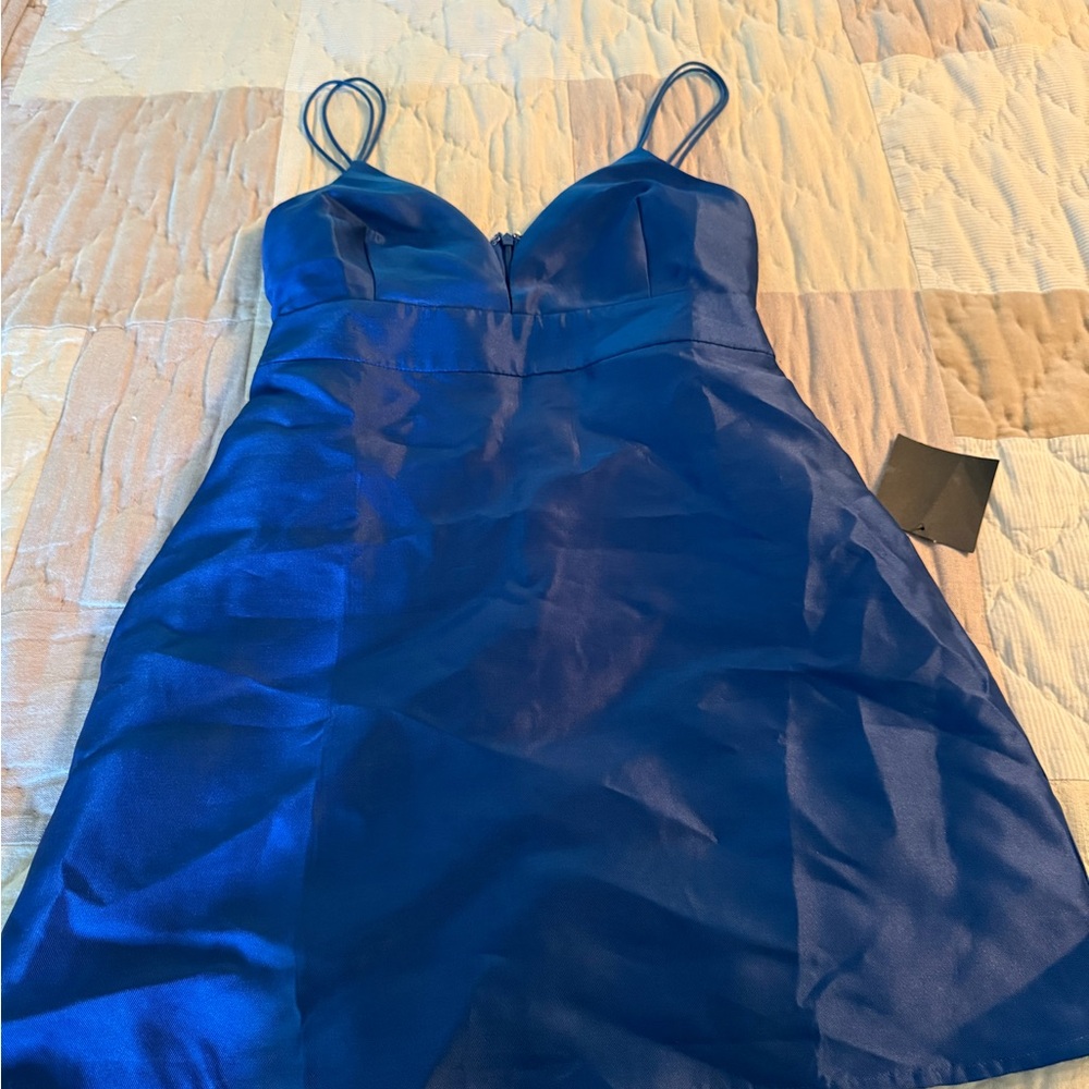NWT Lulus Blue Satin Dress